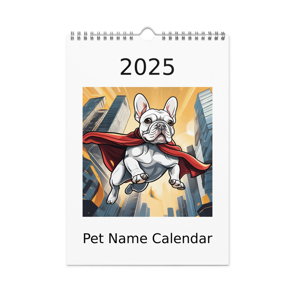 PugMug Custom White French Bulldog Wall Calendar (2026)
