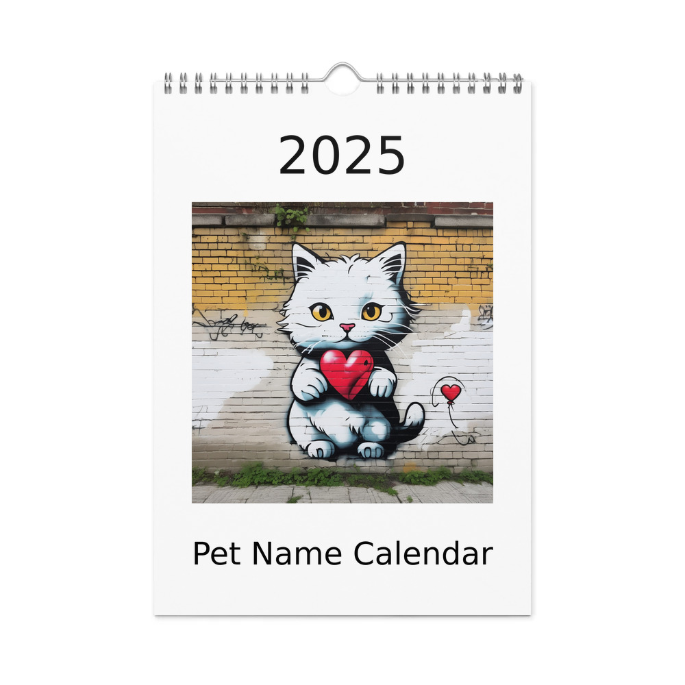 PugMug Custom White Companion Cat Wall Calendar (2026)