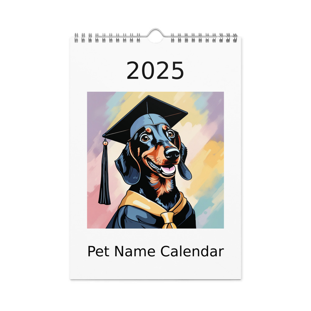 PugMug Custom Black Dachshund Wall Calendar (2026)