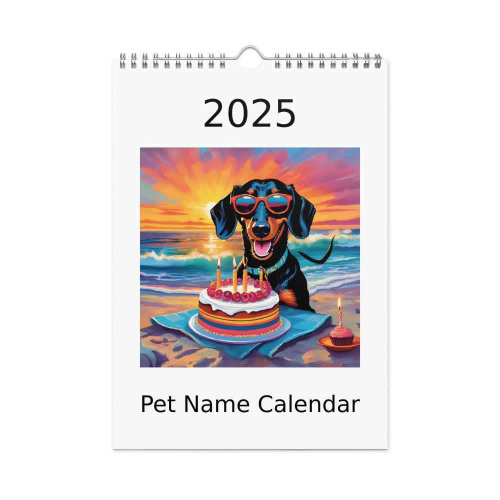 PugMug Custom Black Dachshund Wall Calendar (2026)