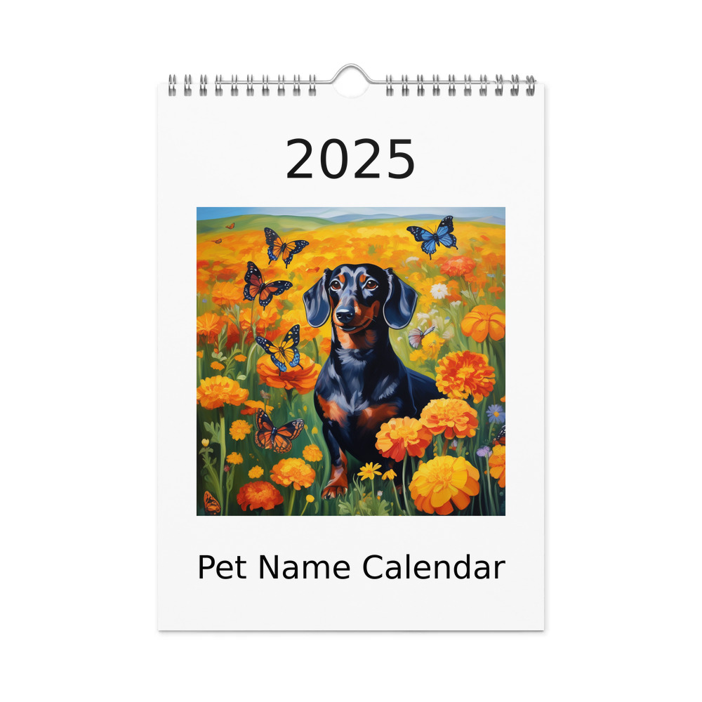 PugMug Custom Black Dachshund Wall Calendar (2026)