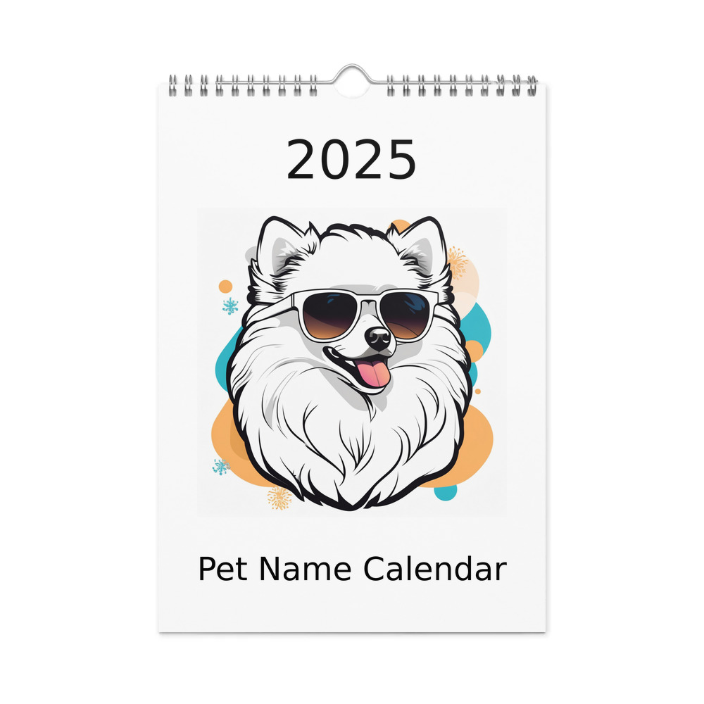 PugMug Custom White Pomeranian Wall Calendar (2026)