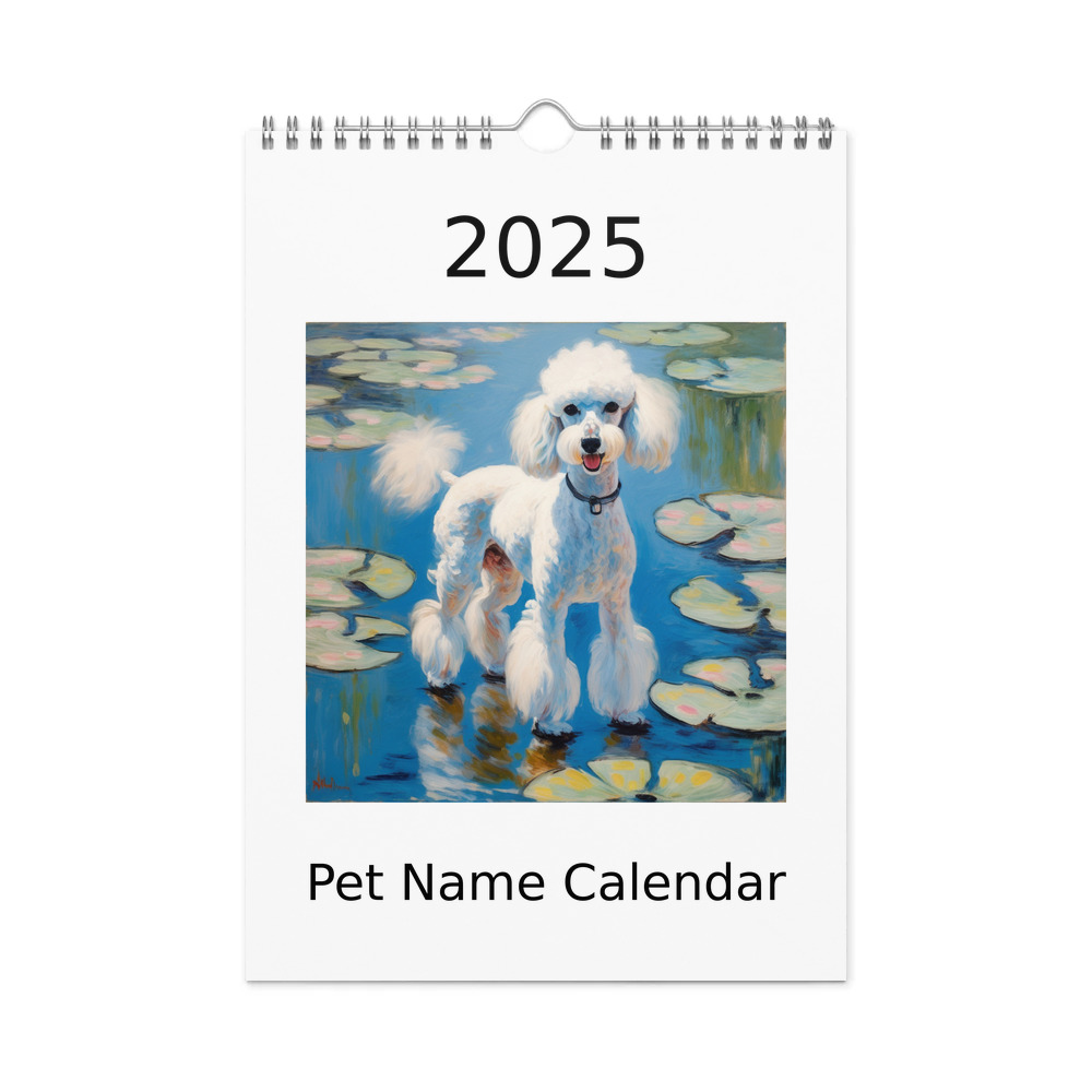 PugMug Custom White Poodle Wall Calendar (2026)