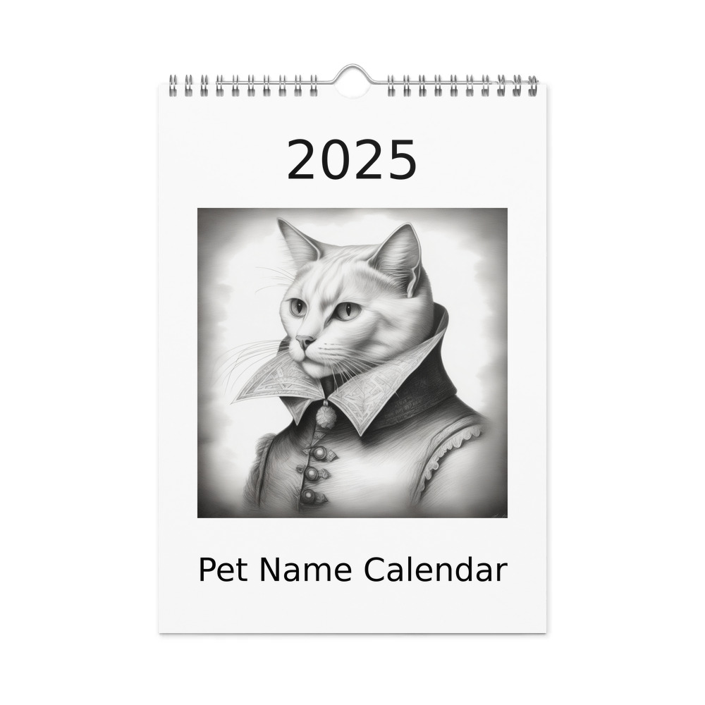 PugMug Custom White Companion Cat Wall Calendar (2026)