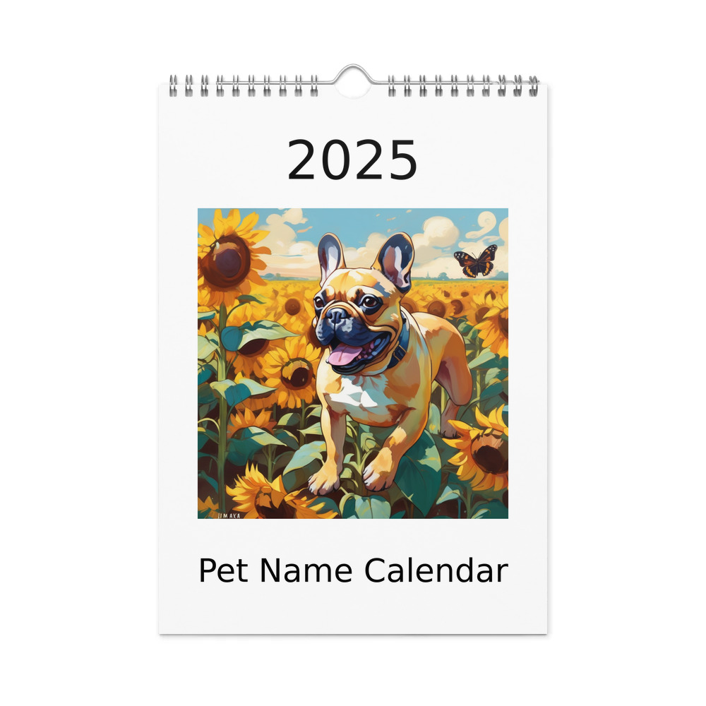 PugMug Custom Tan French Bulldog Wall Calendar (2026)