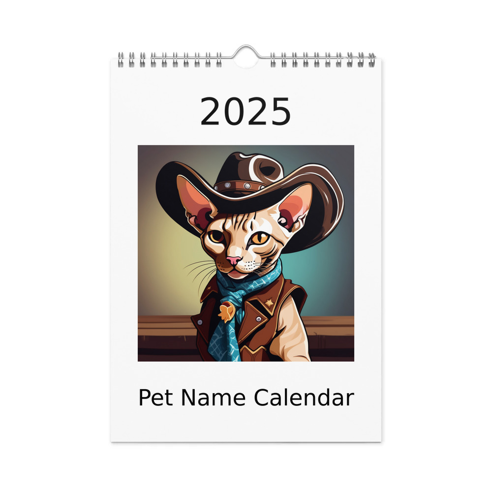 PugMug Custom Tabby Sphynx Cat Wall Calendar (2026)