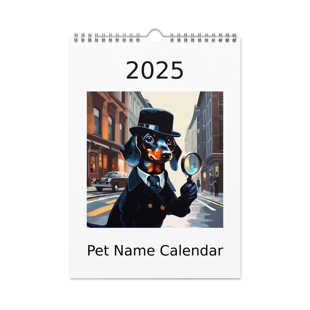 PugMug Custom Black Dachshund Wall Calendar (2026)