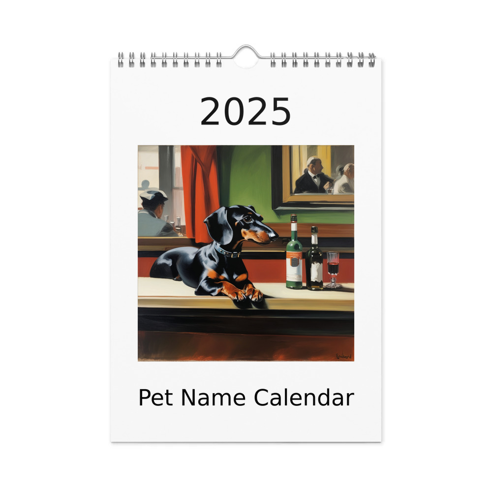 PugMug Custom Black Dachshund Wall Calendar (2026)