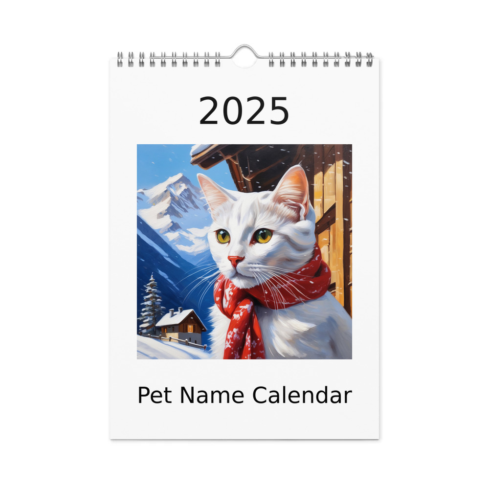PugMug Custom White Companion Cat Wall Calendar (2026)