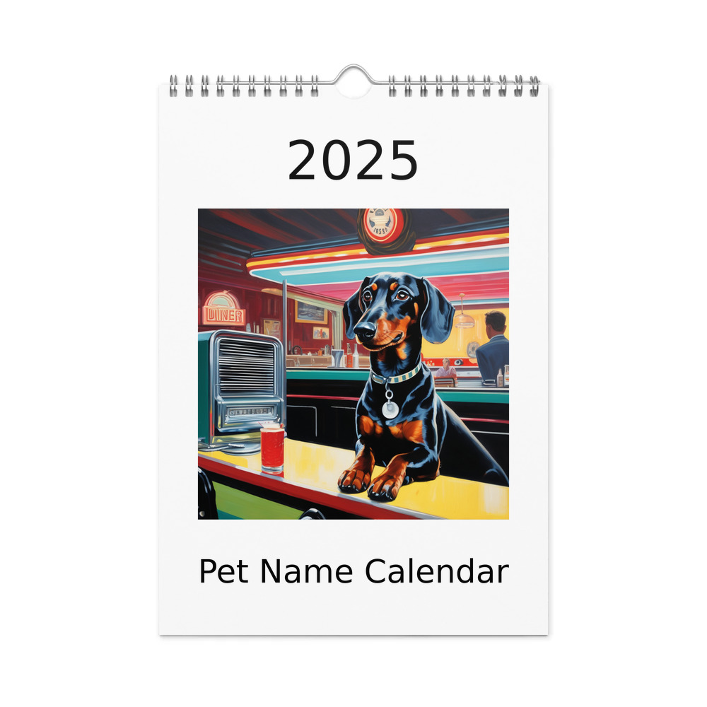 PugMug Custom Black Dachshund Wall Calendar (2026)