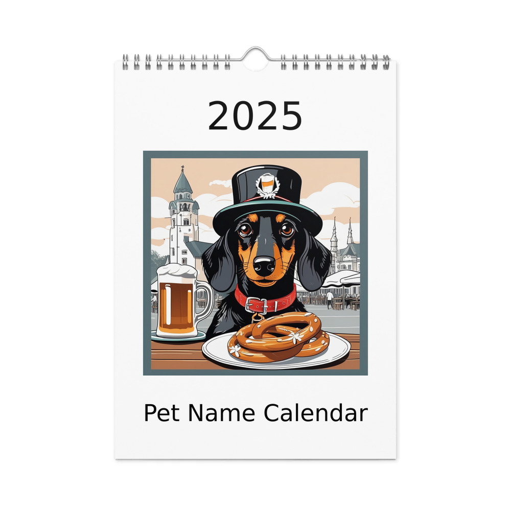 PugMug Custom Black Dachshund Wall Calendar (2026)
