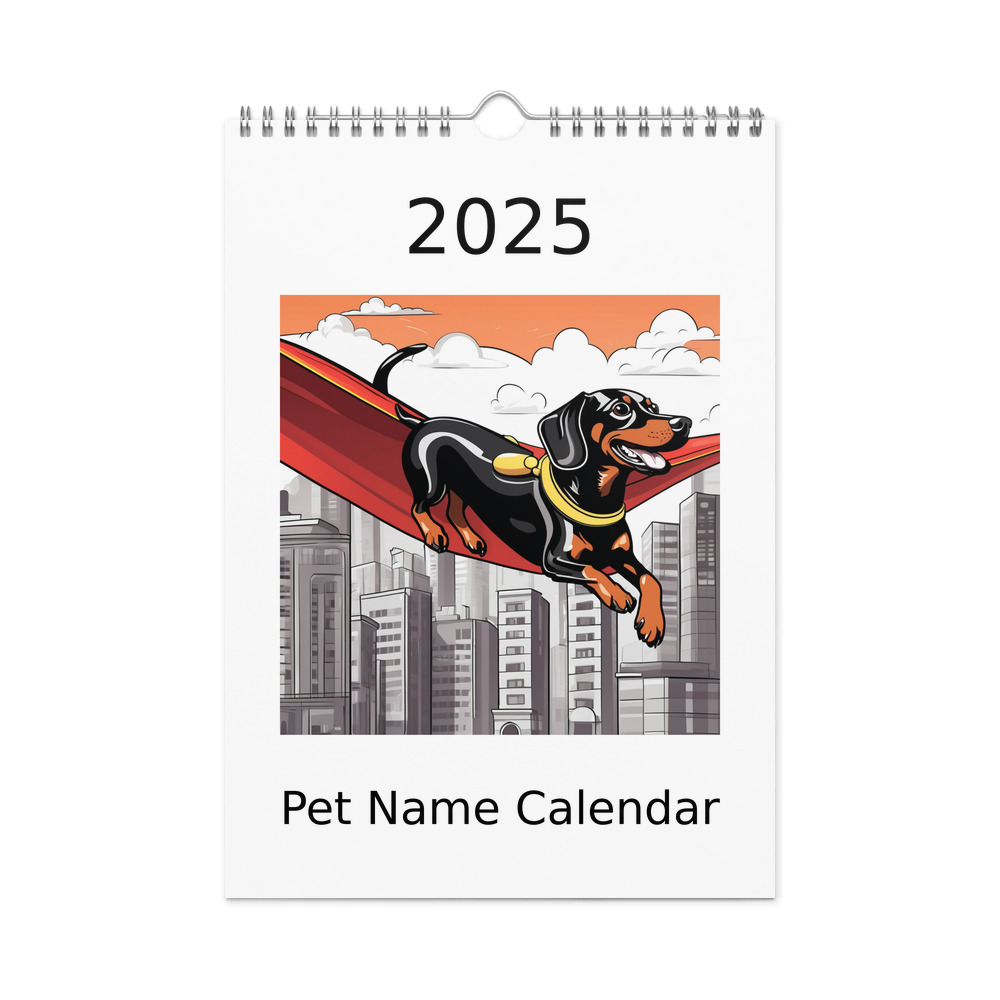 PugMug Custom Black Dachshund Wall Calendar (2026)