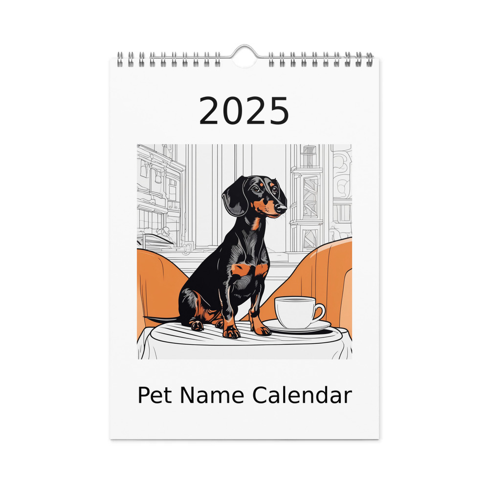 PugMug Custom Black Dachshund Wall Calendar (2026)