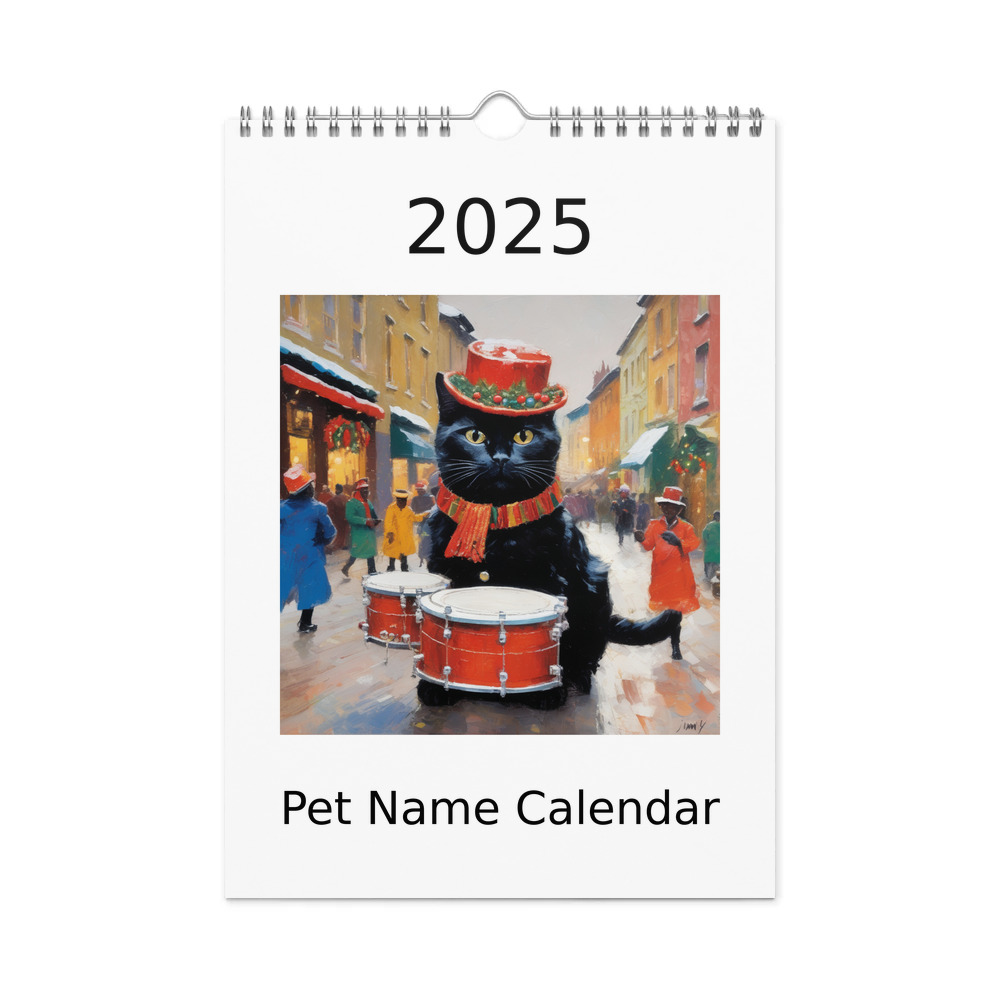 PugMug Custom Black Companion Cat Wall Calendar (2026)