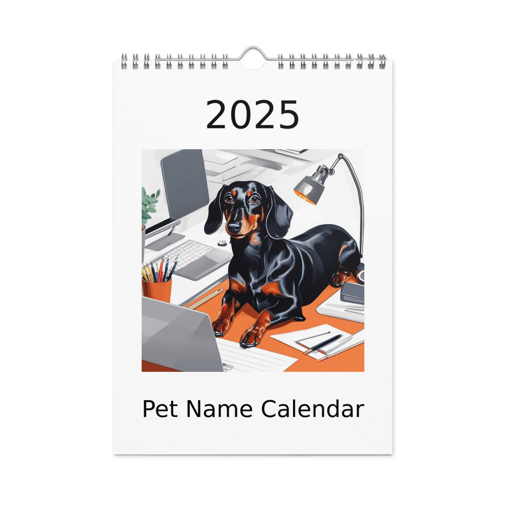 PugMug Custom Black Dachshund Wall Calendar (2026)