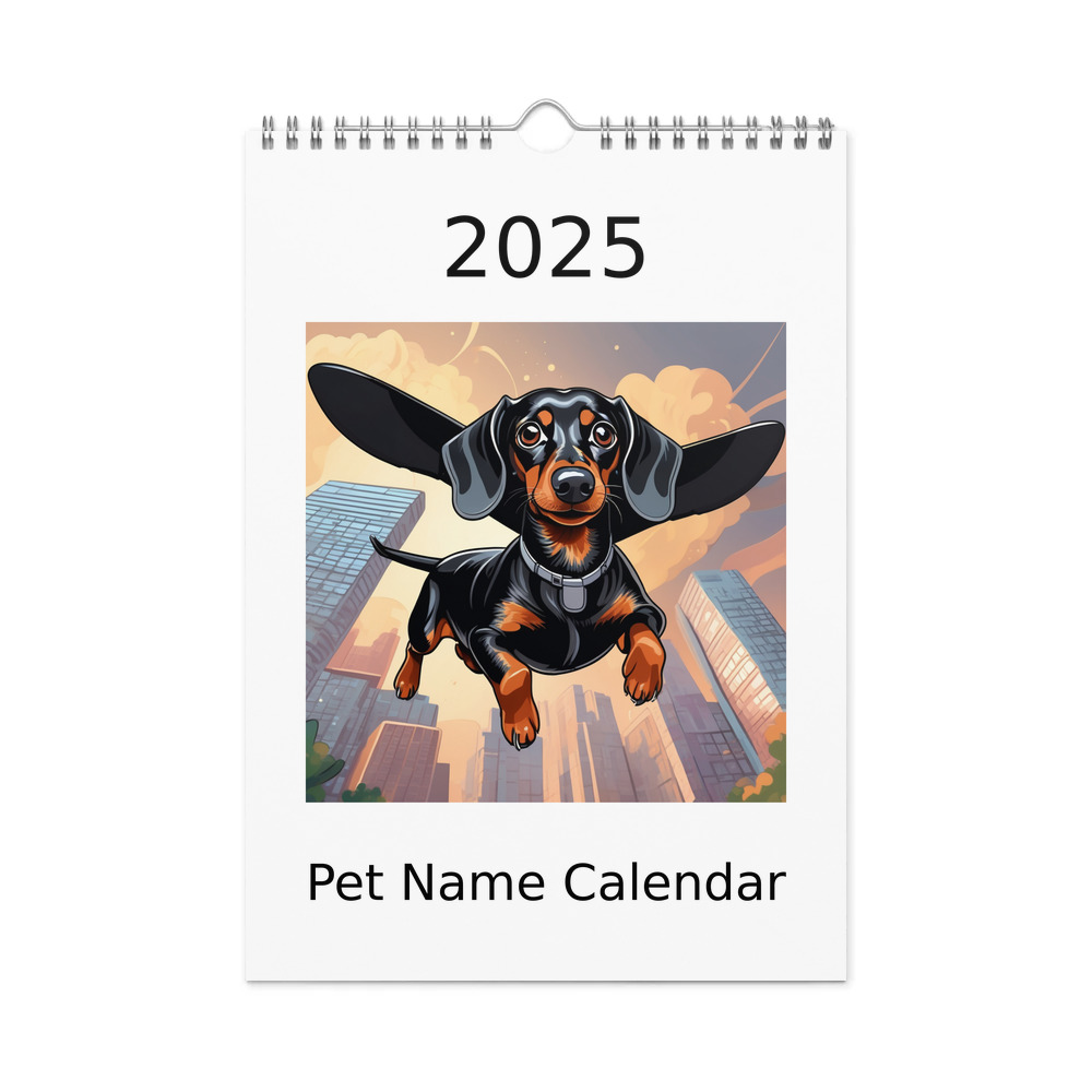 PugMug Custom Black Dachshund Wall Calendar (2026)