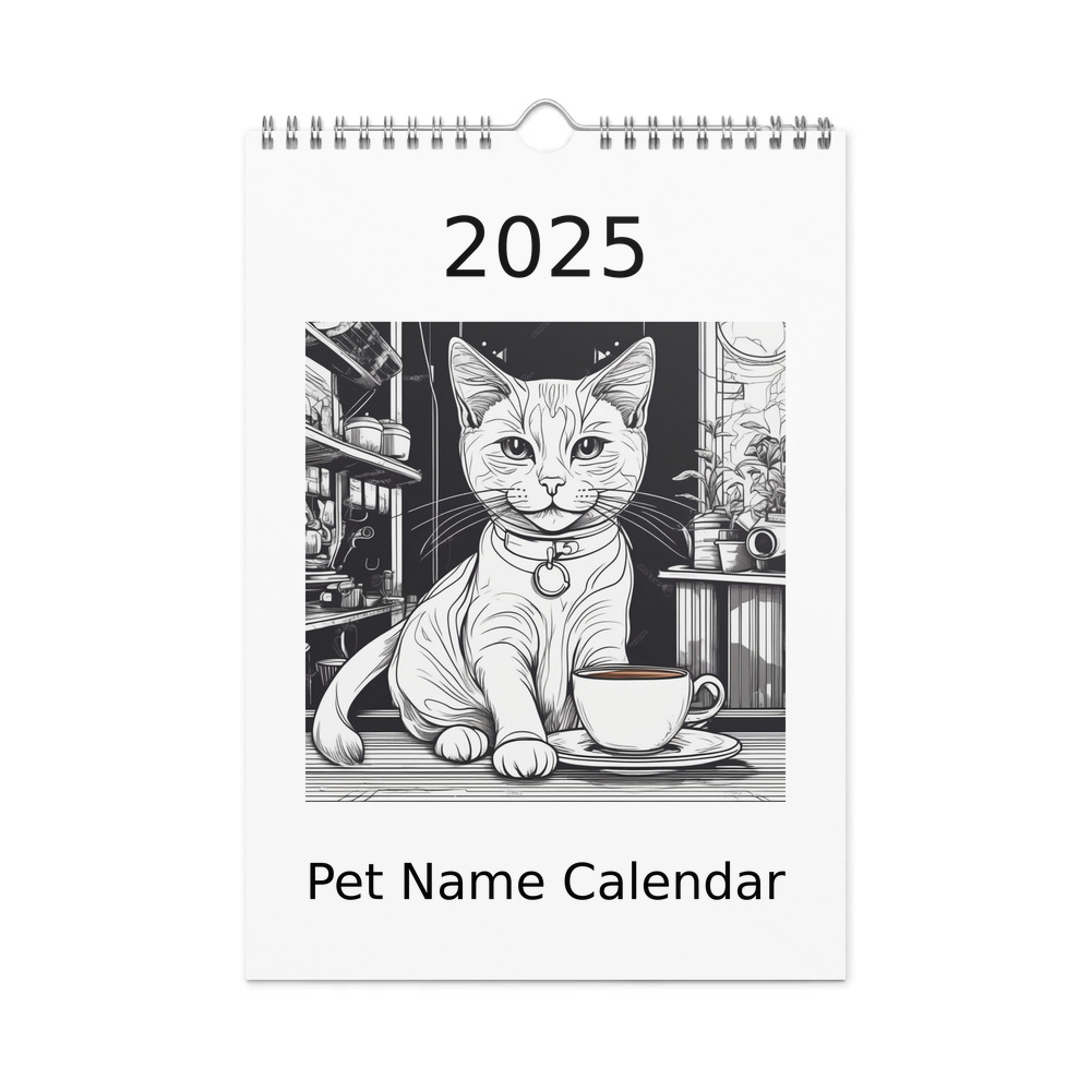 PugMug Custom White Companion Cat Wall Calendar (2026)