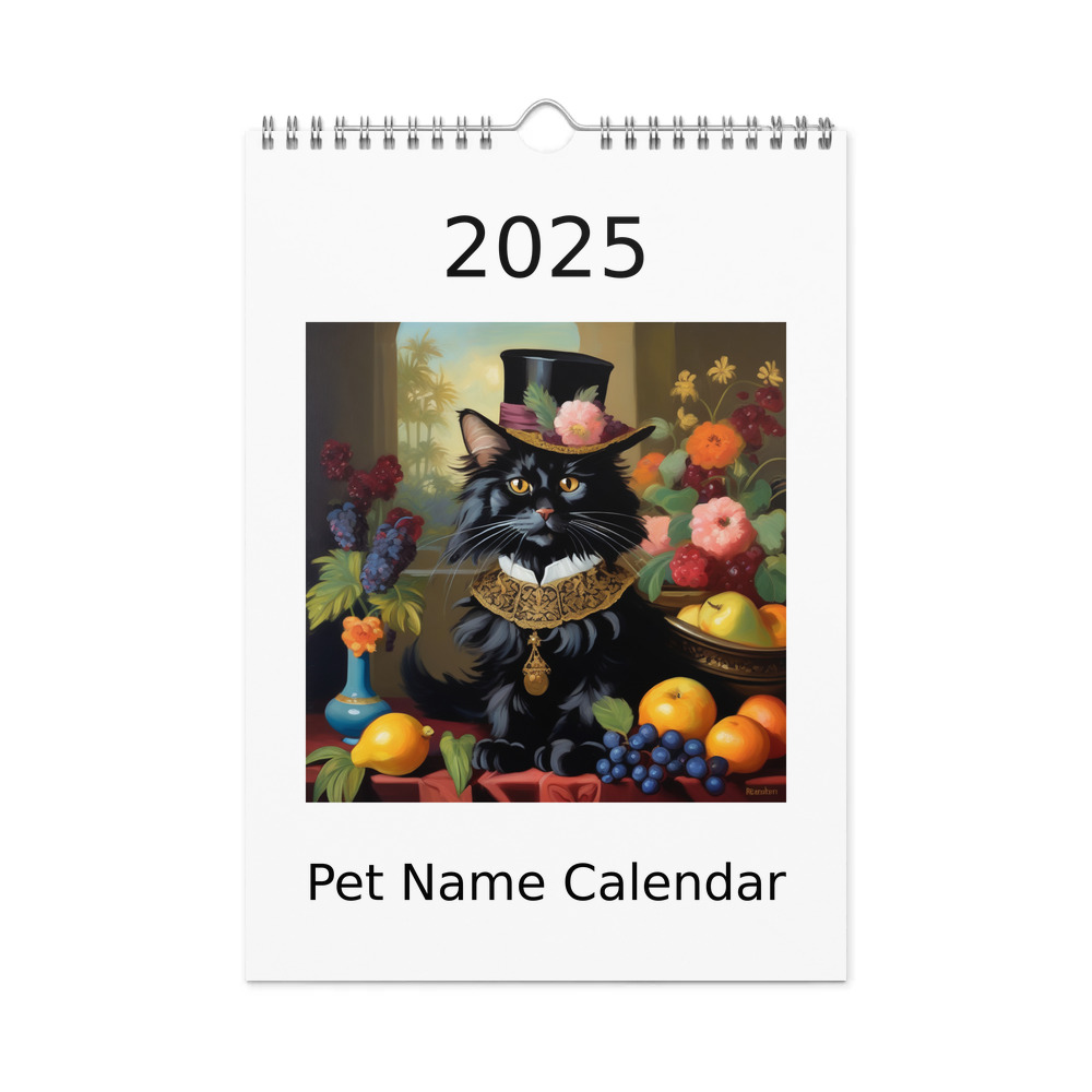 PugMug Custom Black Maine Coon Cat Wall Calendar (2026)