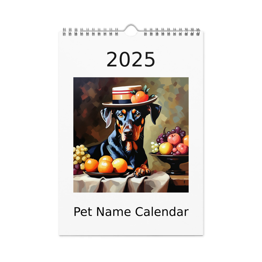 PugMug Custom Doberman Pinscher Wall Calendar (2026)