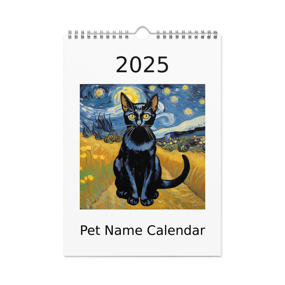PugMug Custom Black Abyssinian Cat Wall Calendar (2026)