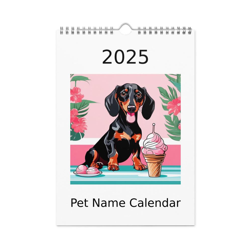 PugMug Custom Black Dachshund Wall Calendar (2026)