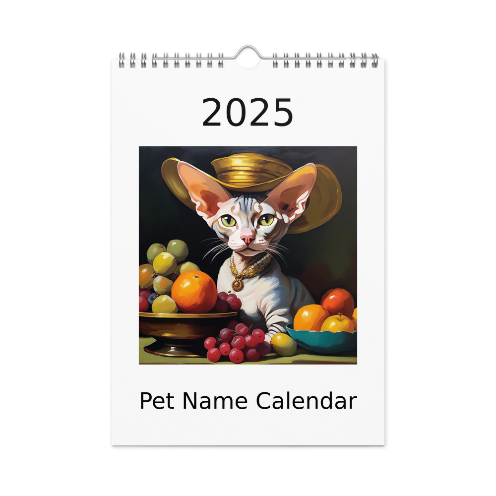 PugMug Custom Tabby Sphynx Cat Wall Calendar (2026)