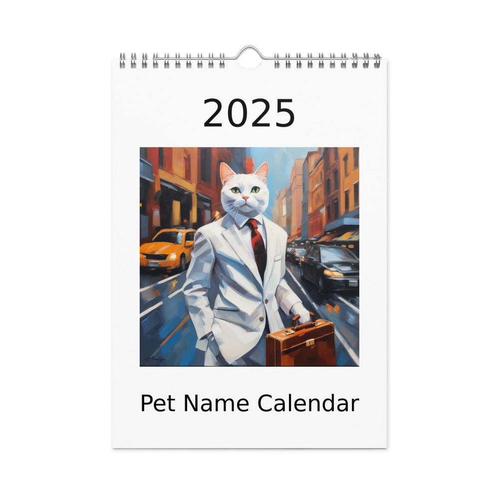 PugMug Custom White Companion Cat Wall Calendar (2026)