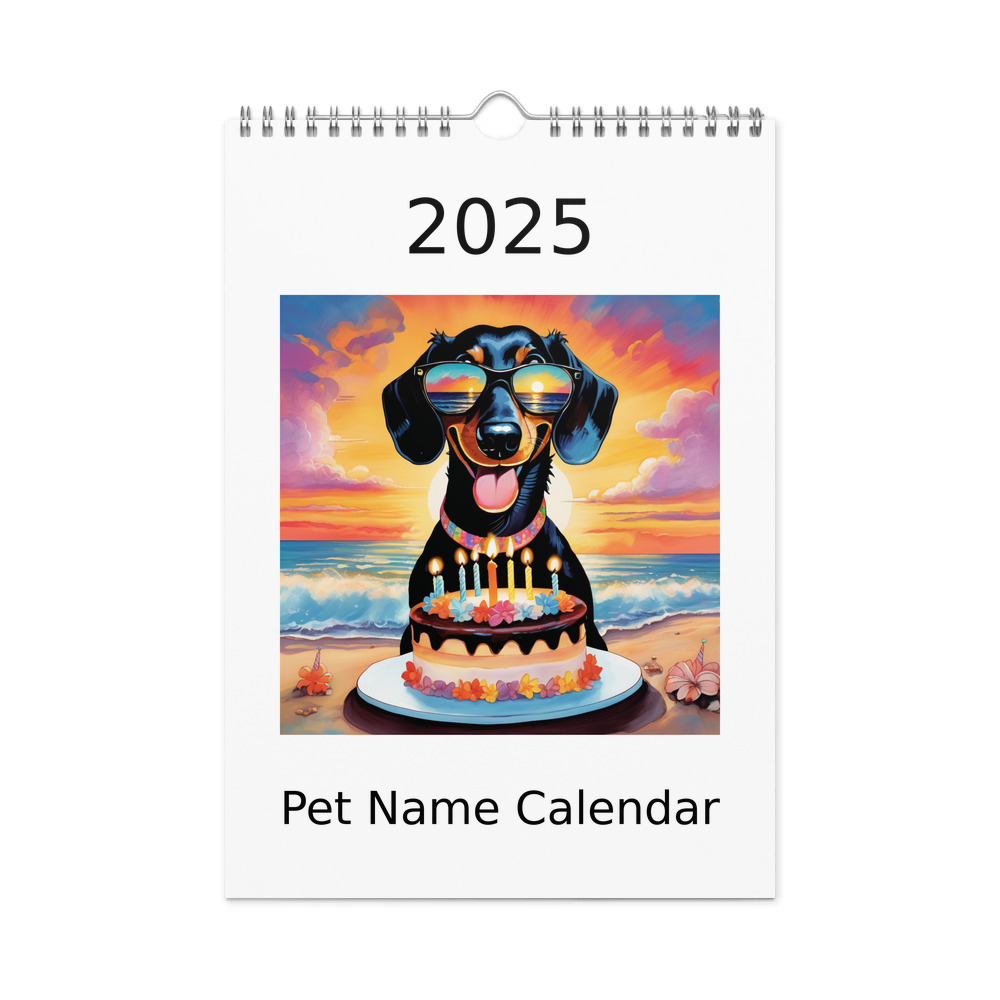 PugMug Custom Black Dachshund Wall Calendar (2026)