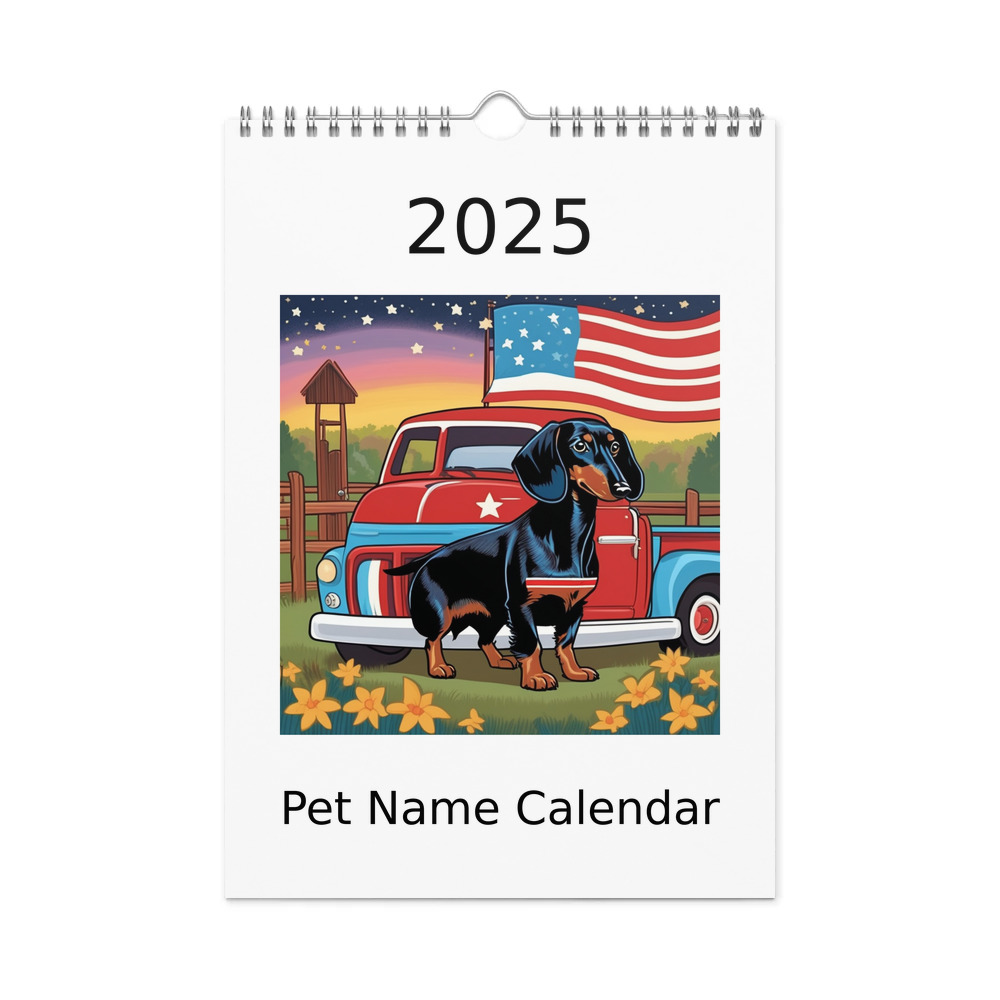 PugMug Custom Black Dachshund Wall Calendar (2026)