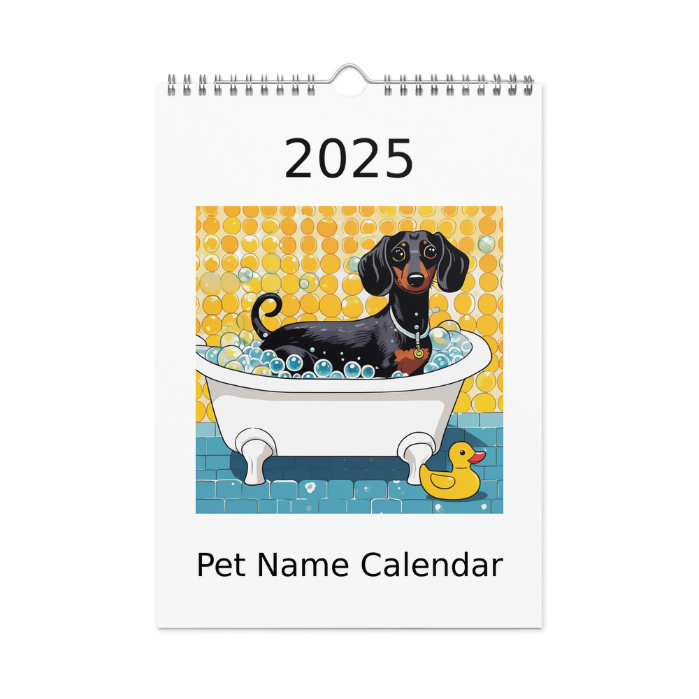 PugMug Custom Black Dachshund Wall Calendar (2026)