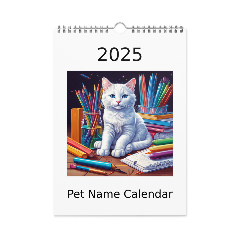PugMug Custom White Companion Cat Wall Calendar (2026)