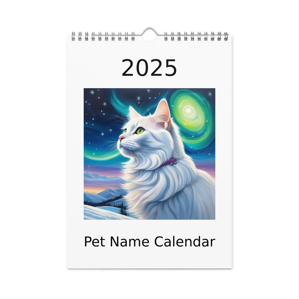 PugMug Custom White Companion Cat Wall Calendar (2026)
