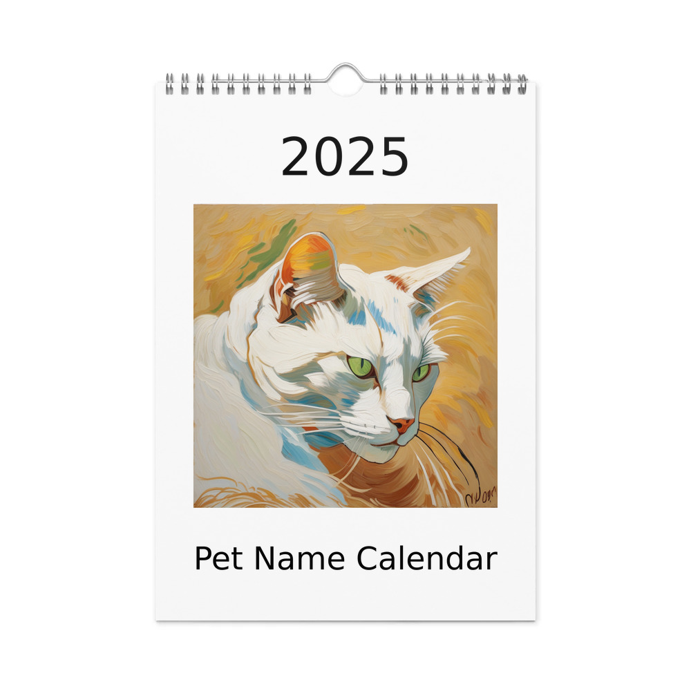 PugMug Custom White Companion Cat Wall Calendar (2026)