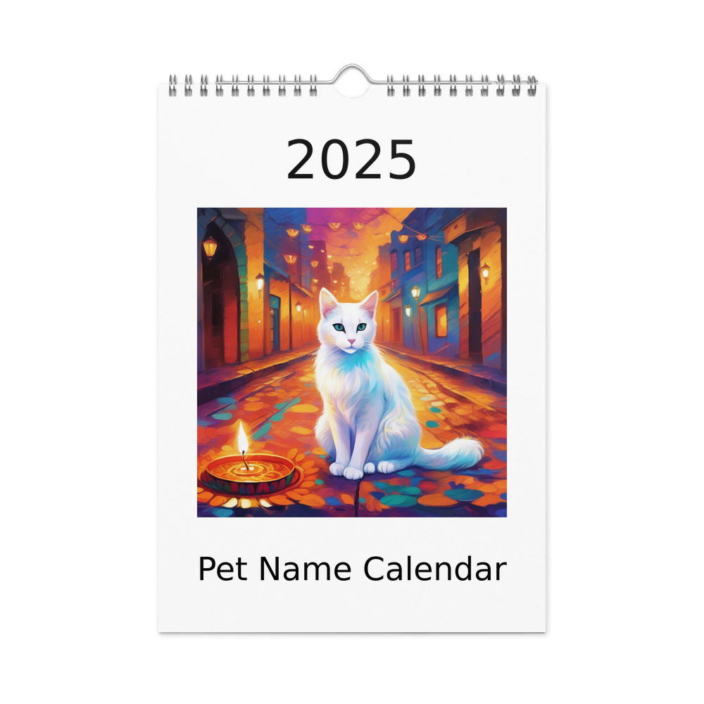 PugMug Custom White Companion Cat Wall Calendar (2026)