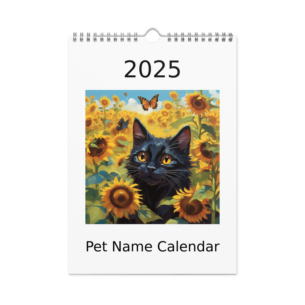 PugMug Custom Black Companion Cat Wall Calendar (2026)