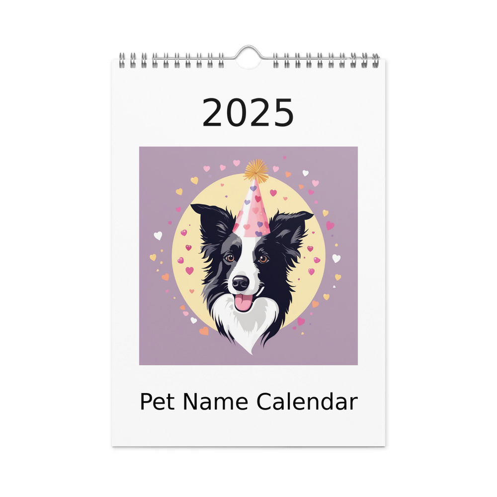 PugMug Custom Border Collie Wall Calendar (2026)