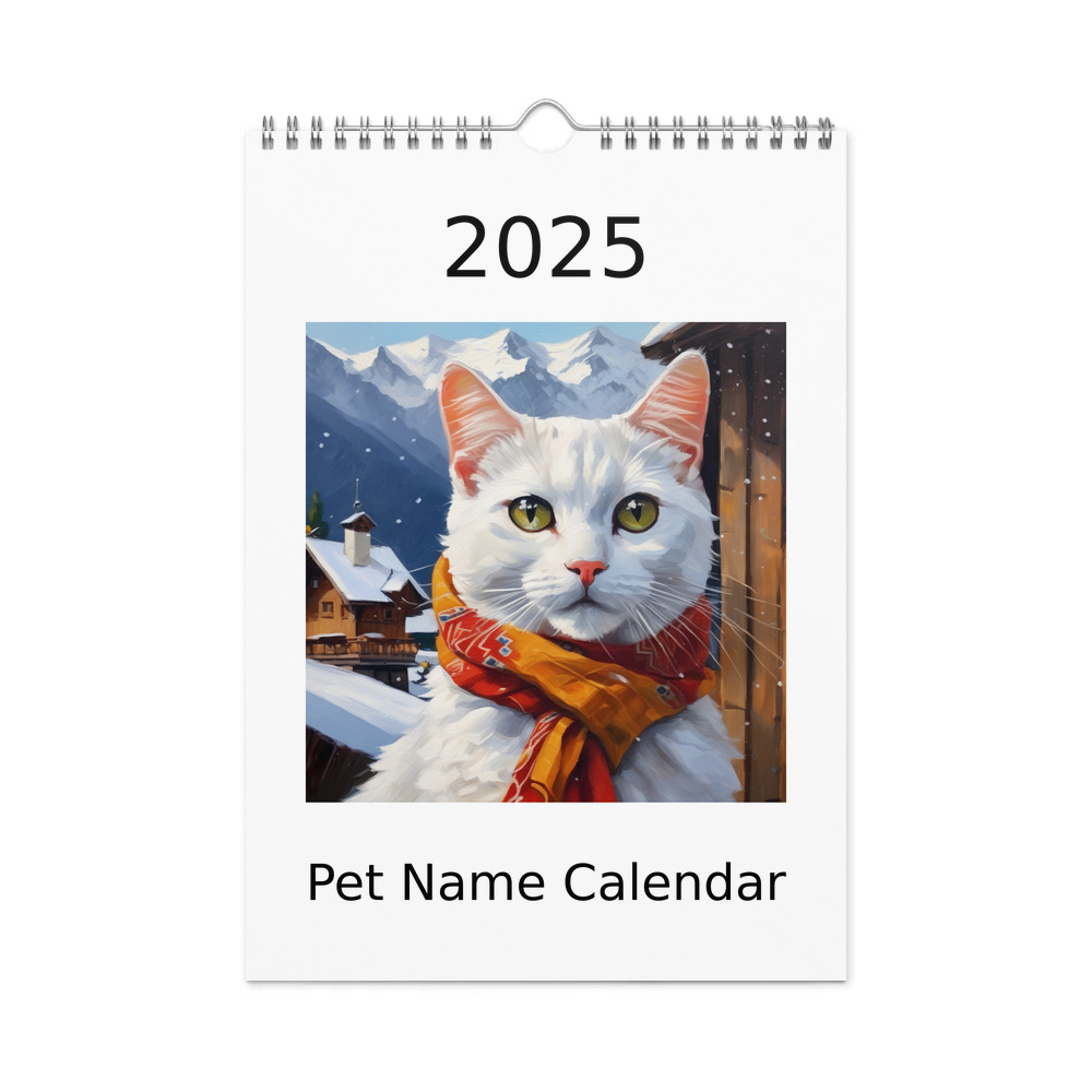 PugMug Custom White Companion Cat Wall Calendar (2026)