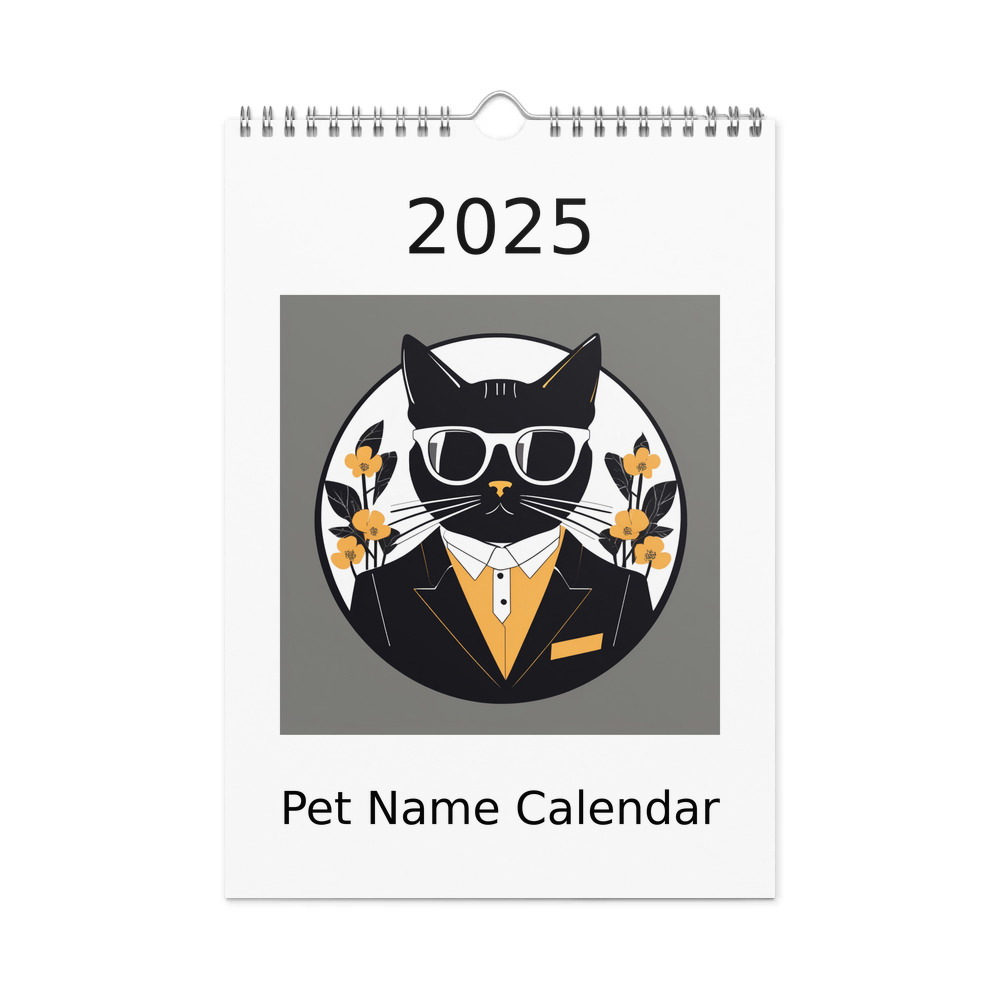 PugMug Custom Black Companion Cat Wall Calendar (2026)