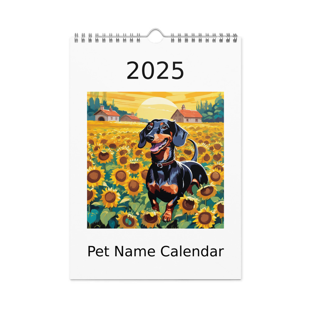 PugMug Custom Black Dachshund Wall Calendar (2026)