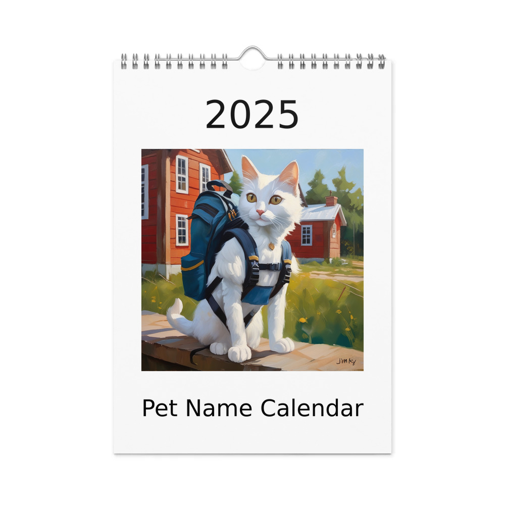 PugMug Custom White Companion Cat Wall Calendar (2026)