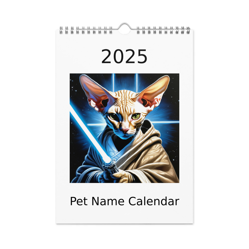 PugMug Custom Tabby Sphynx Cat Wall Calendar (2026)