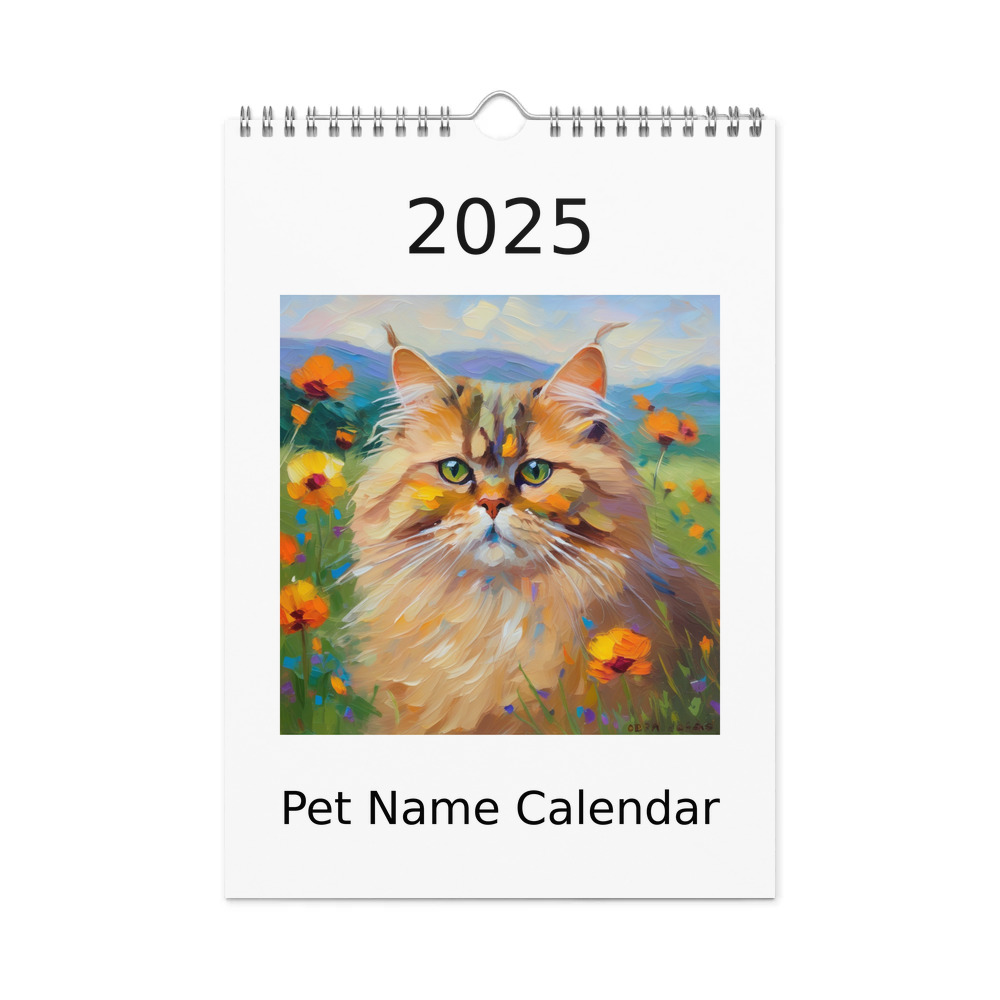 PugMug Custom Tabby Persian Cat Wall Calendar (2026)