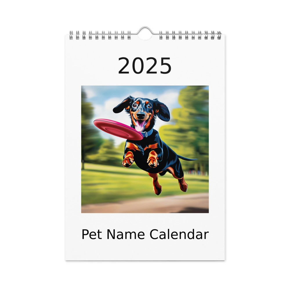 PugMug Custom Black Dachshund Wall Calendar (2026)
