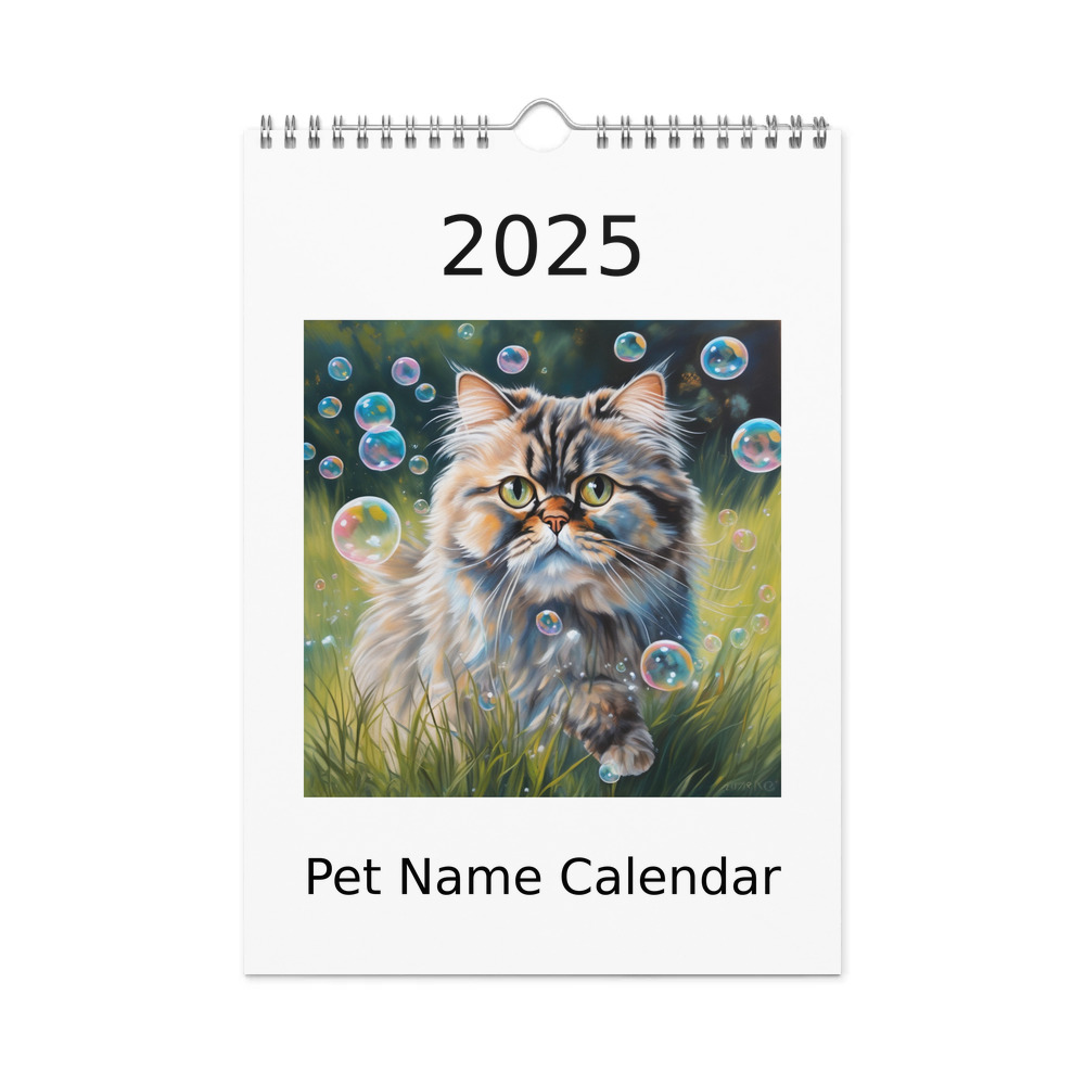 PugMug Custom Tabby Persian Cat Wall Calendar (2026)