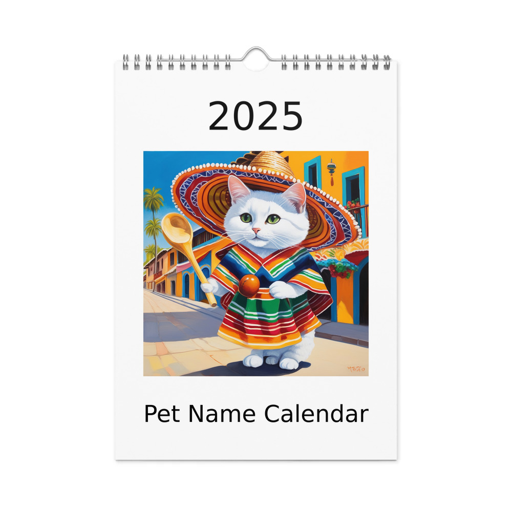 PugMug Custom White Companion Cat Wall Calendar (2026)