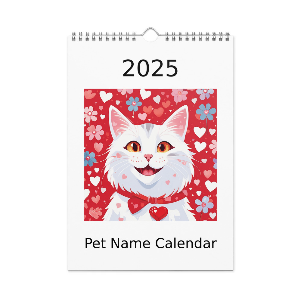PugMug Custom White Companion Cat Wall Calendar (2026)