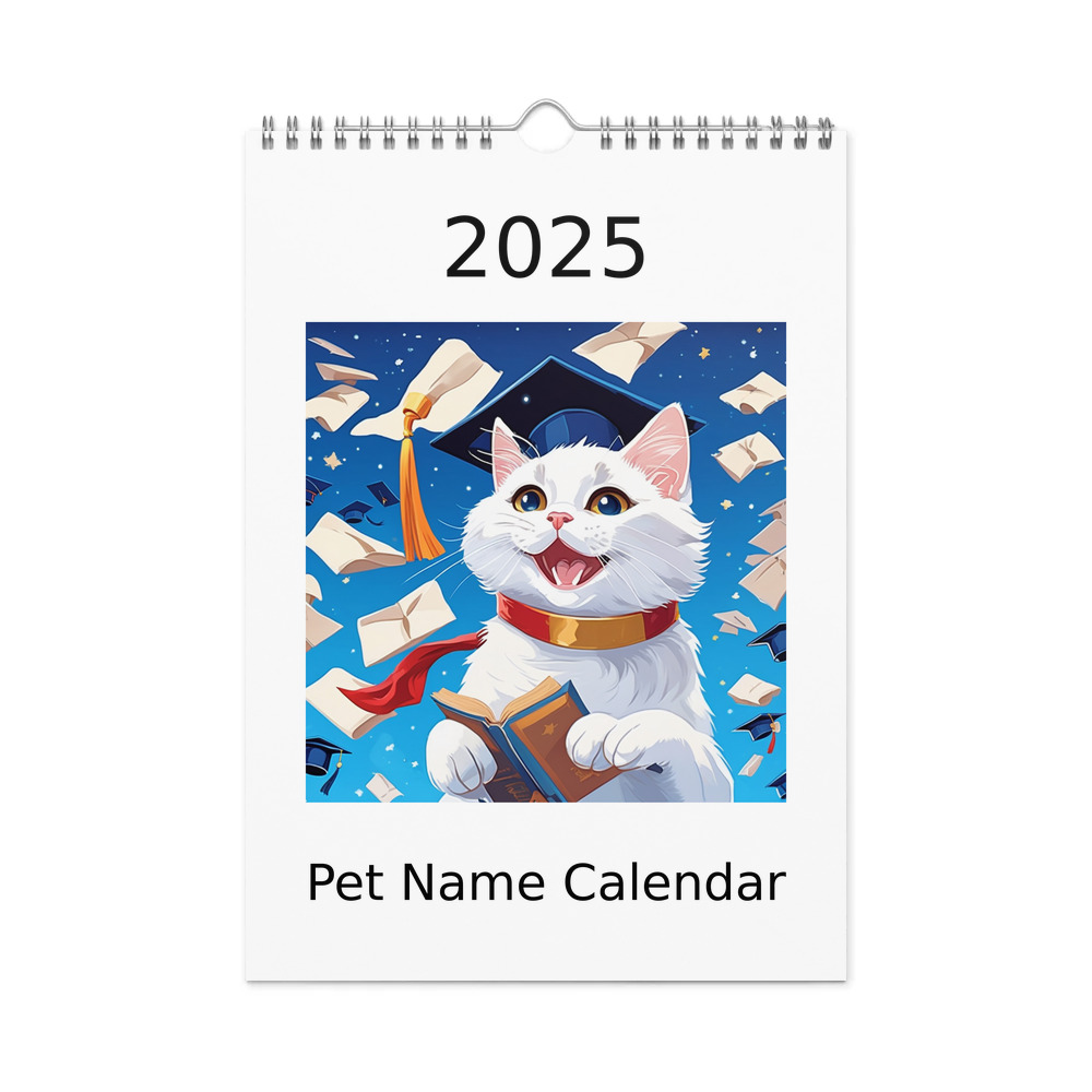 PugMug Custom White Companion Cat Wall Calendar (2026)