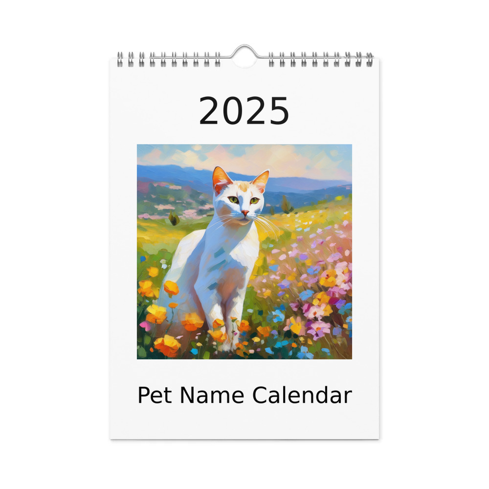 PugMug Custom White Abyssinian Cat Wall Calendar (2026)