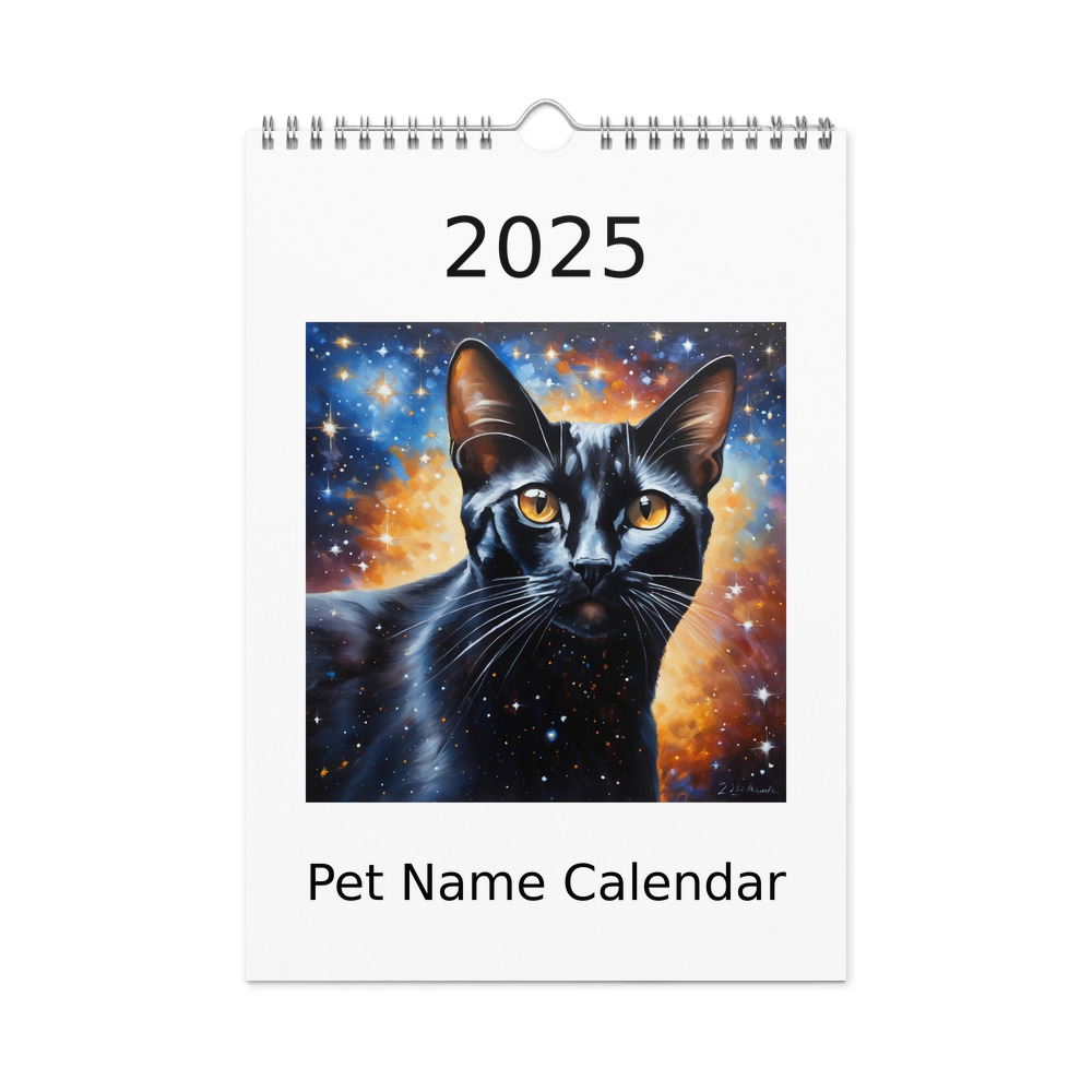 PugMug Custom Black Abyssinian Cat Wall Calendar (2026)