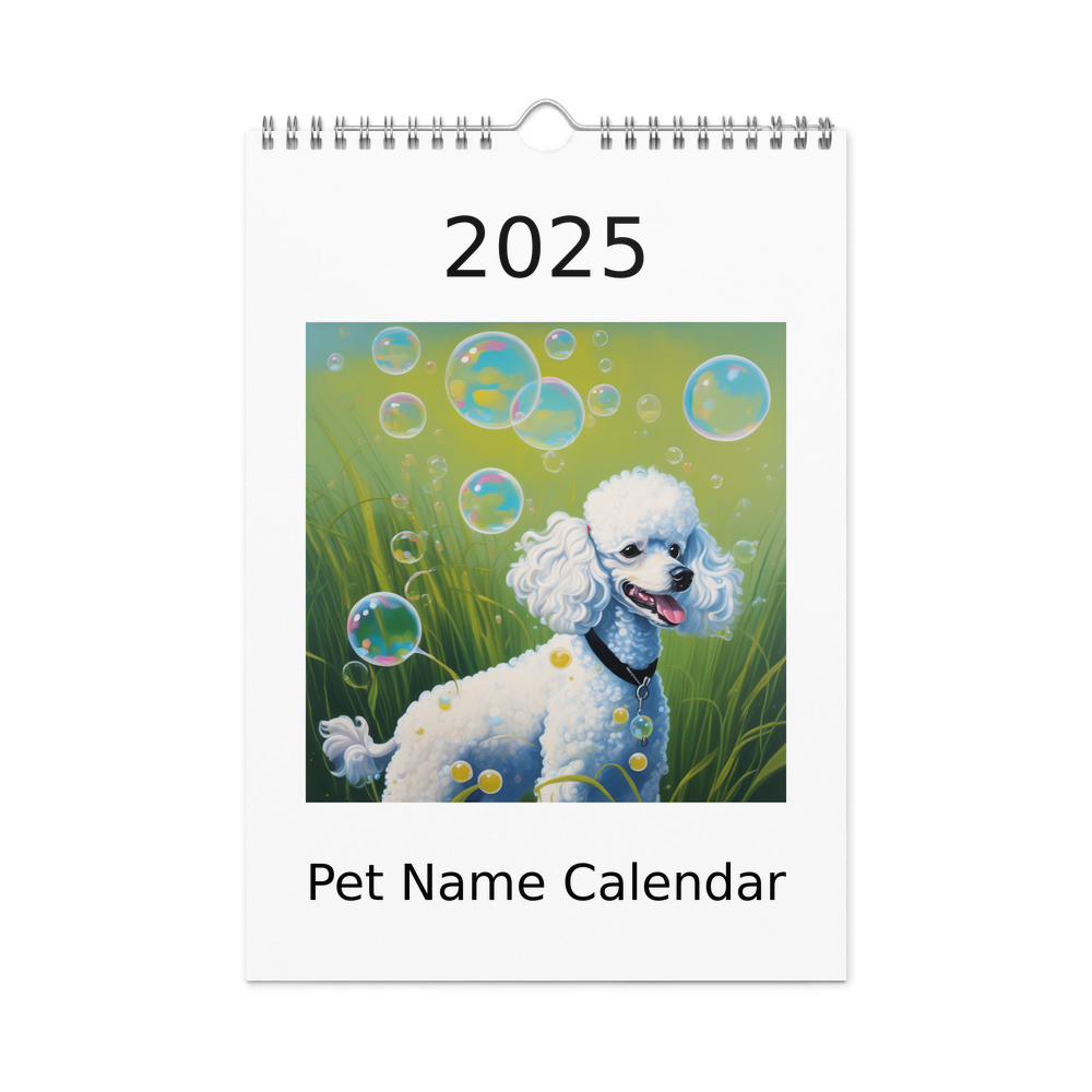 PugMug Custom White Poodle Wall Calendar (2026)